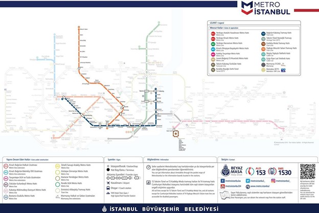 آشنایی با خطوط اصلی مترو استانبول