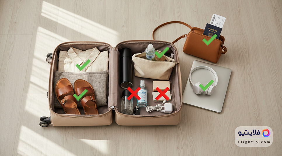 نحوه بستن چمدان و تفکیک بار کابین و بار اصلی