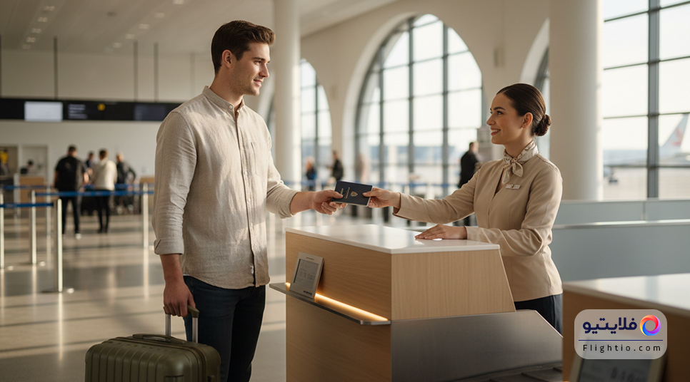دریافت کارت پرواز و تحویل بار در کانتر فرودگاه