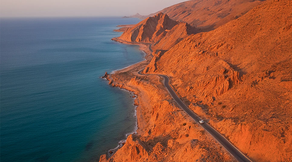 تصویری از تلاقی کوه و دریا در هرمزگان